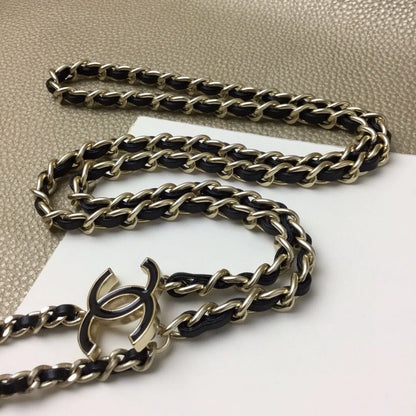 Black and Gold Leather Chain Waist Chain