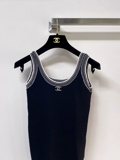 26ss Color-blocked trim tank top