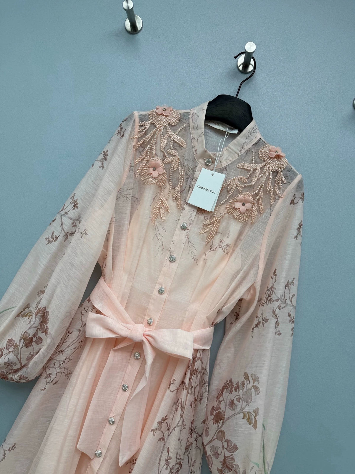 26French-Style Dress with Elaborate Hand-Beaded Floral Embellishments