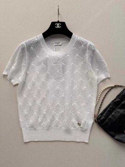 26ss Hollow-out knit T-shirt
