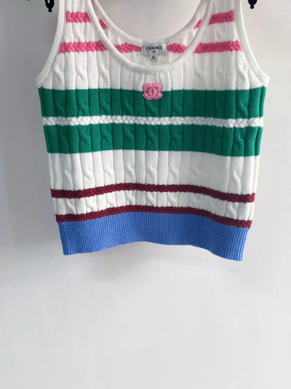 26ss Color-blocked striped vest