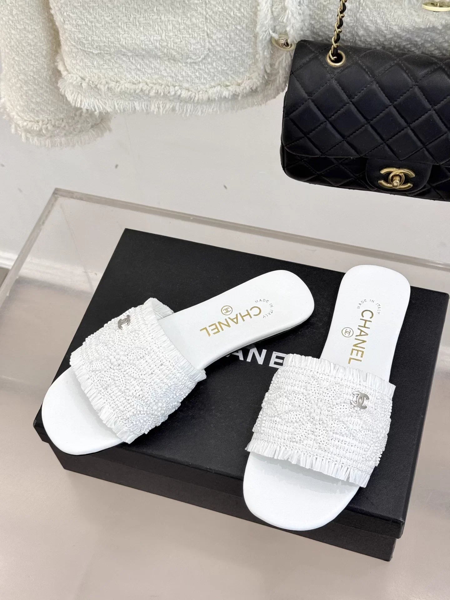 Woven Double C Flat Slippers