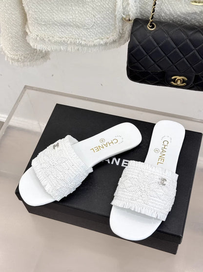 Woven Double C Flat Slippers