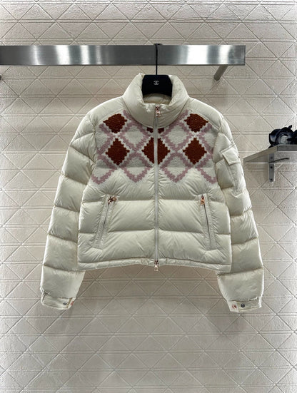 25fw Lingge embroidered spliced down jacket