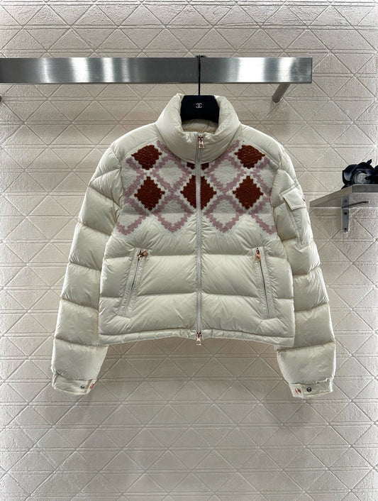 25fw Lingge embroidered spliced down jacket
