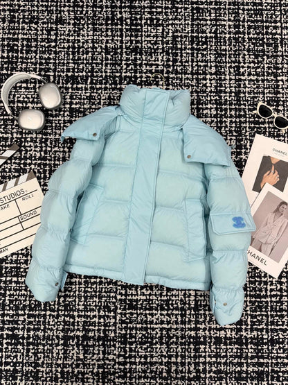 Mao Mao logo loose hooded goose down suit