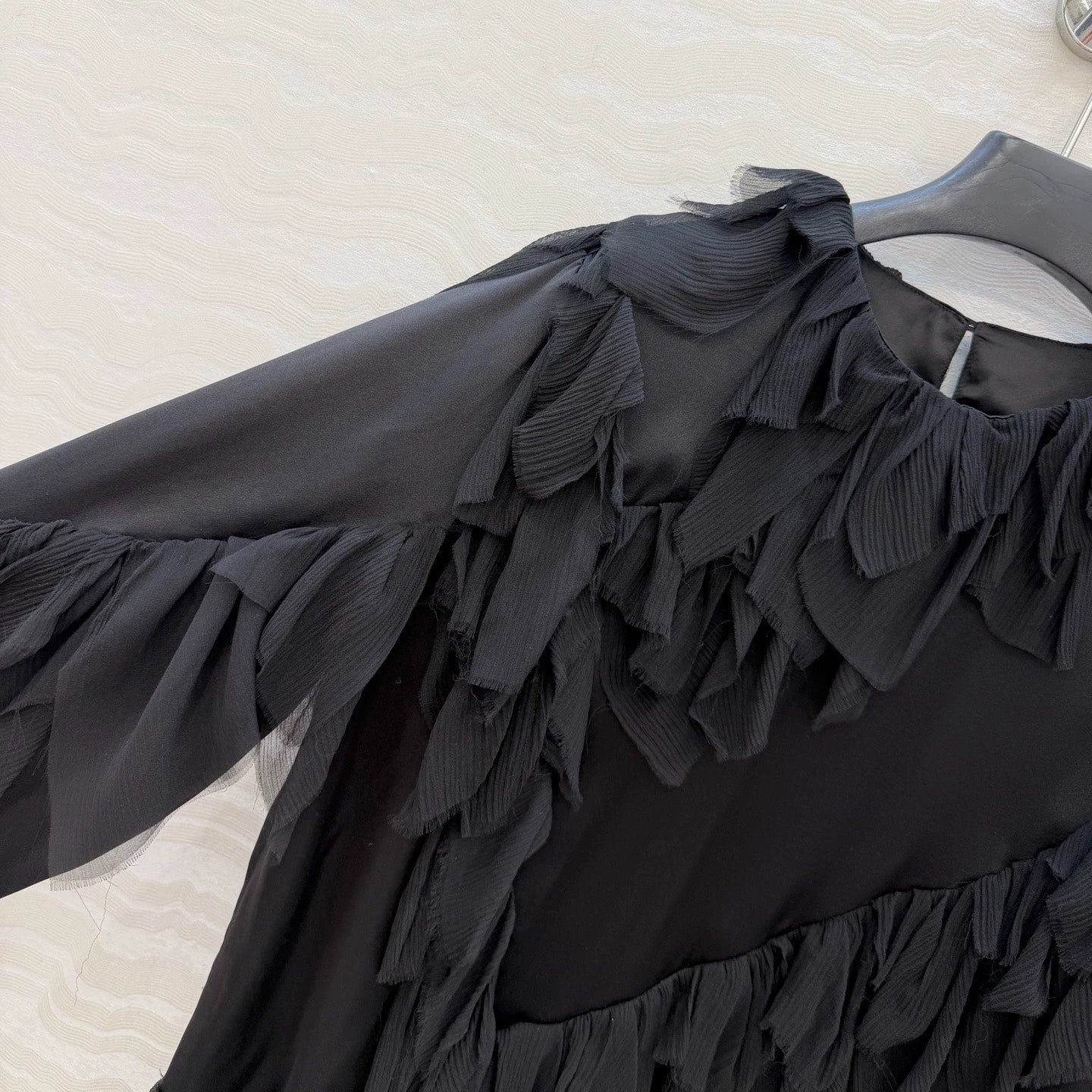 26ss 3D Feather Silk Satin Top