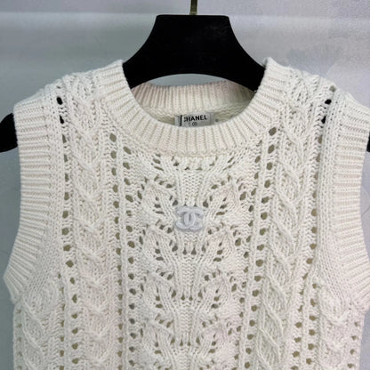 Openwork Knit Sleeveless Vest