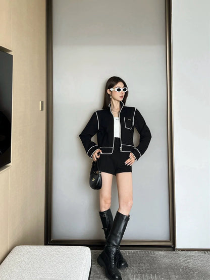 25fw Air layer fabric jacket with trim design
