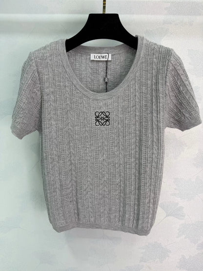 Embroidered Knit Short-Sleeve T-Shirt