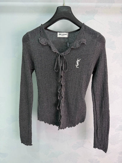 Yves Saint Laurent/26 Early Autumn New V-Neck Long-Sleeve Knit