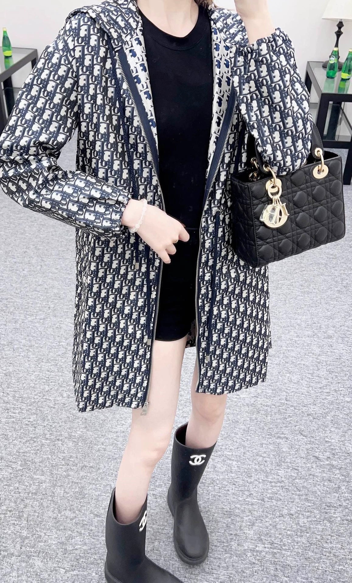 25fw Jacquard hooded windbreaker jacket