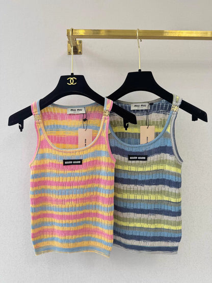 26ss Colorful Striped Knit Vest