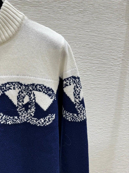 Color blocked knitted pullover sweater