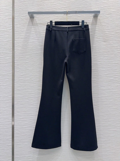 26New-Arrival Flared Trousers with Chain-Trimmed Pockets