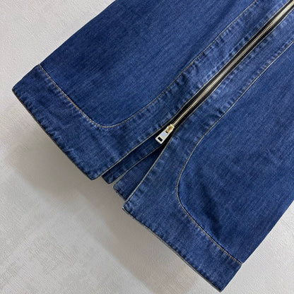 FENDI/26New Arrival:Paneled Denim Midi Skirt with Slit