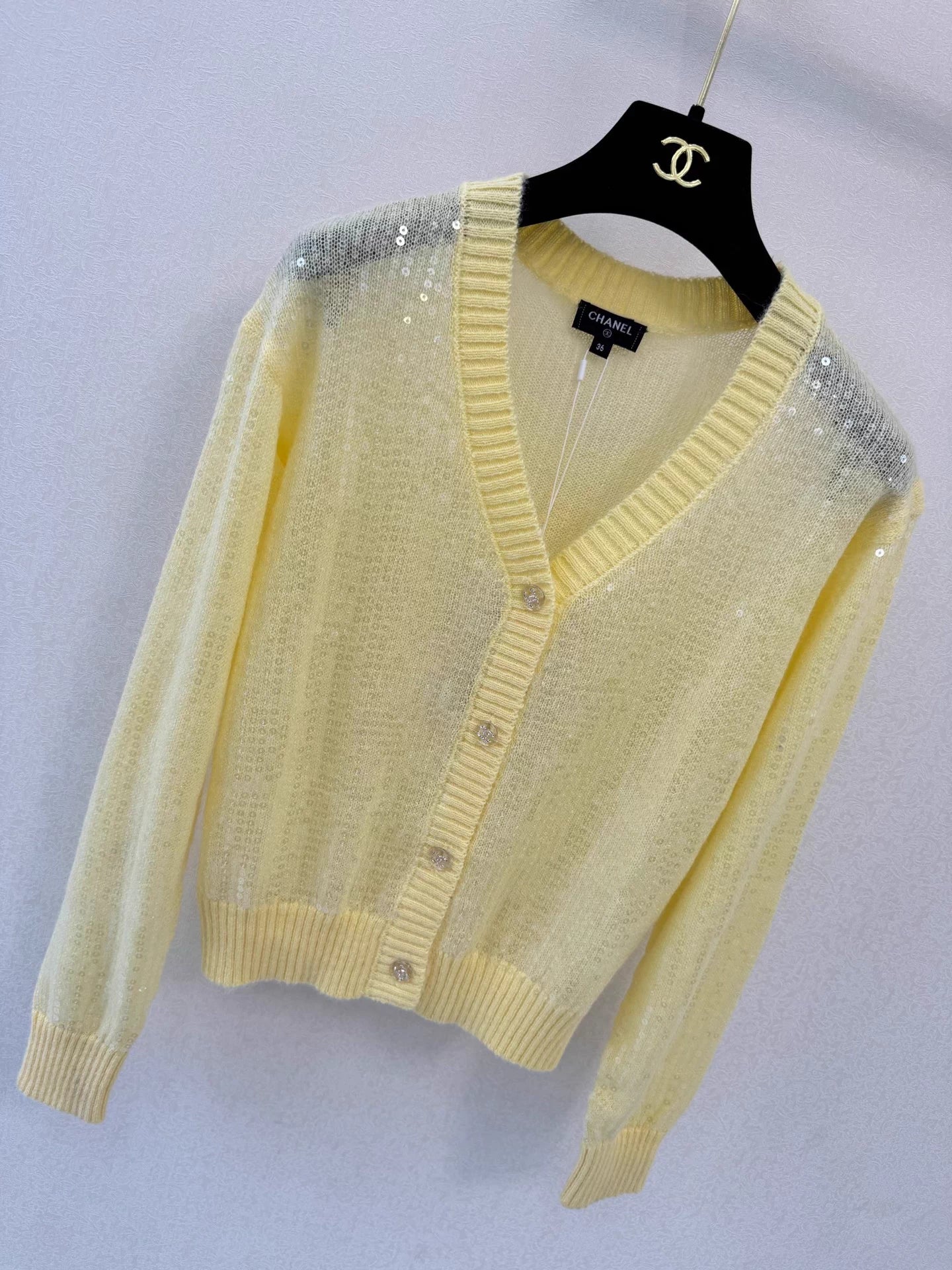 Sequined Mohair Knit Cardigan