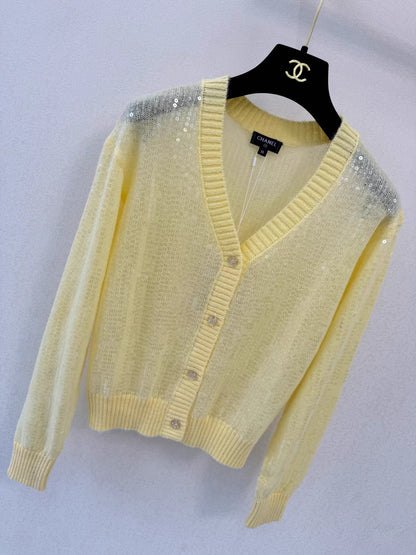 Sequined Mohair Knit Cardigan