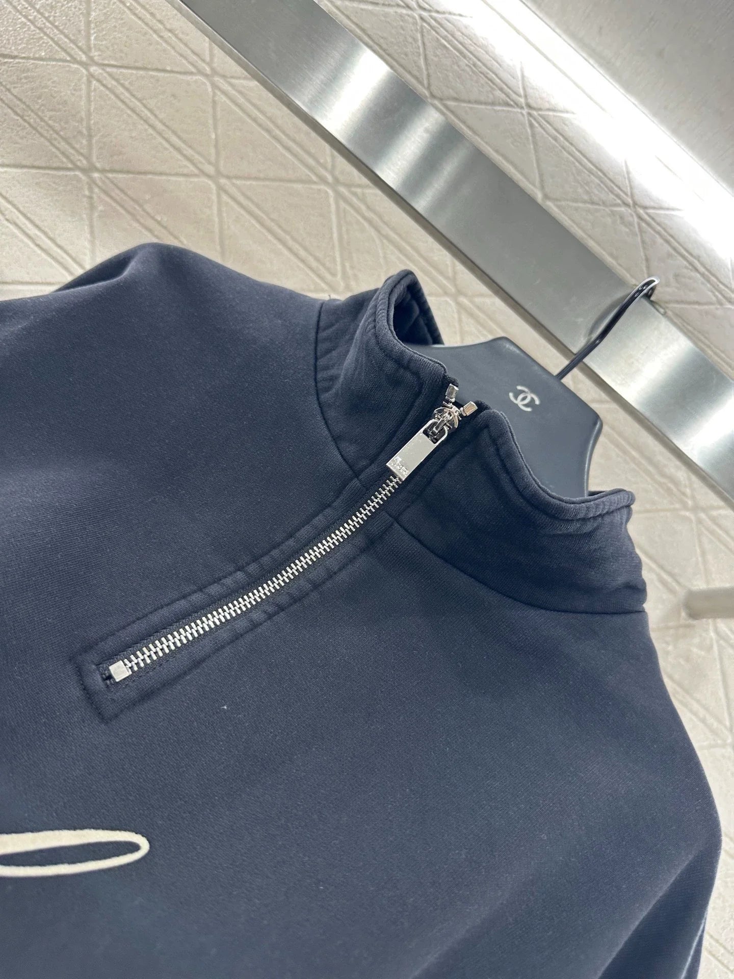 25fw Zipper embroidered hoodie