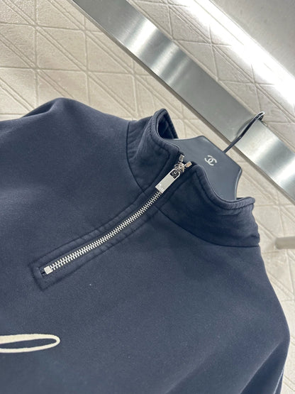25fw Zipper embroidered hoodie