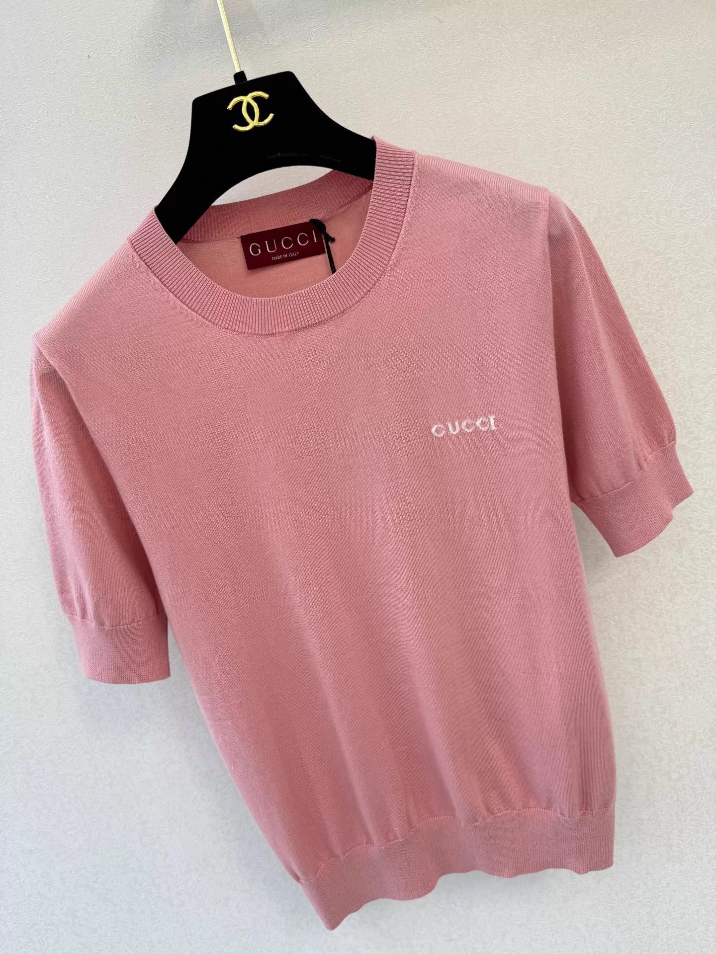 26ss Letter Embroidery Knit T-Shirt
