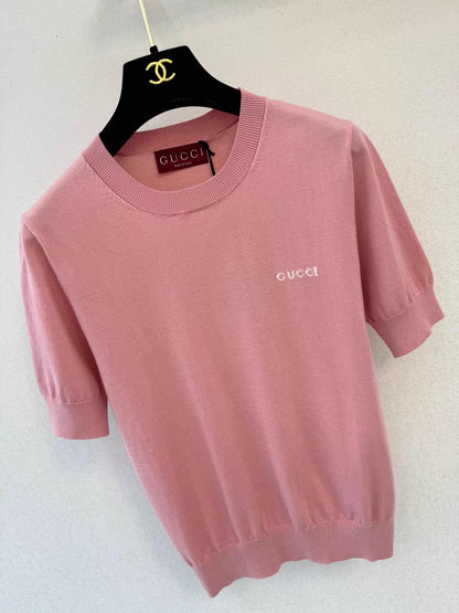 26ss Letter Embroidery Knit T-Shirt