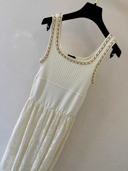 Lace-trimmed Knit Dress