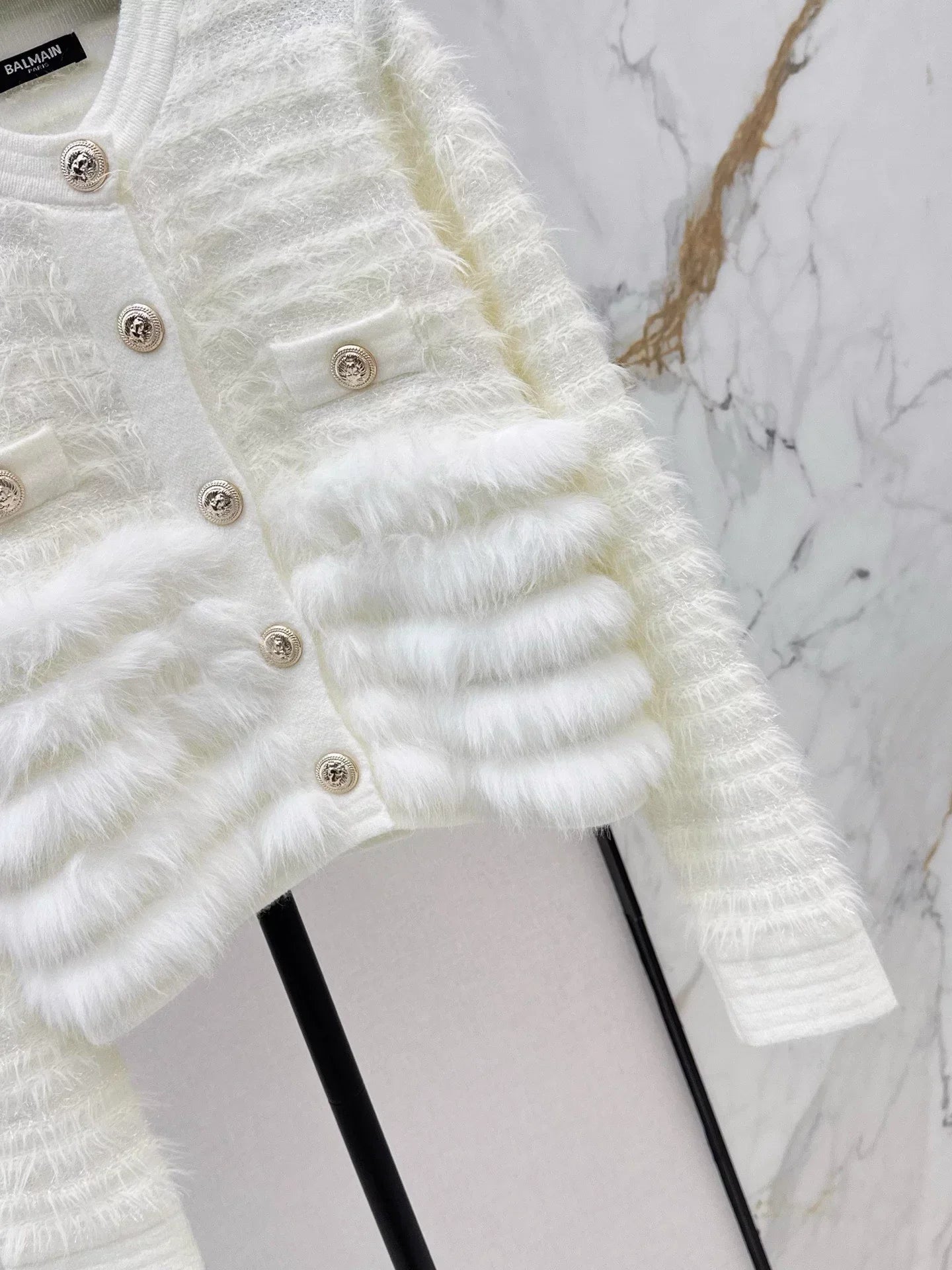 Patchwork fuzzy design knitwear