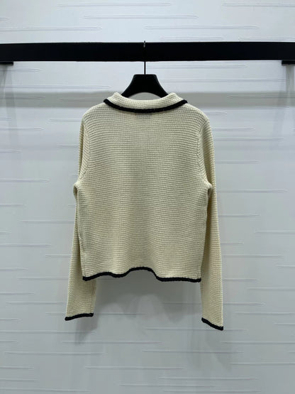 Lapel Sequined Knit Cardigan