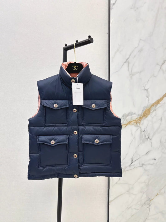 Stand-up collar down vest