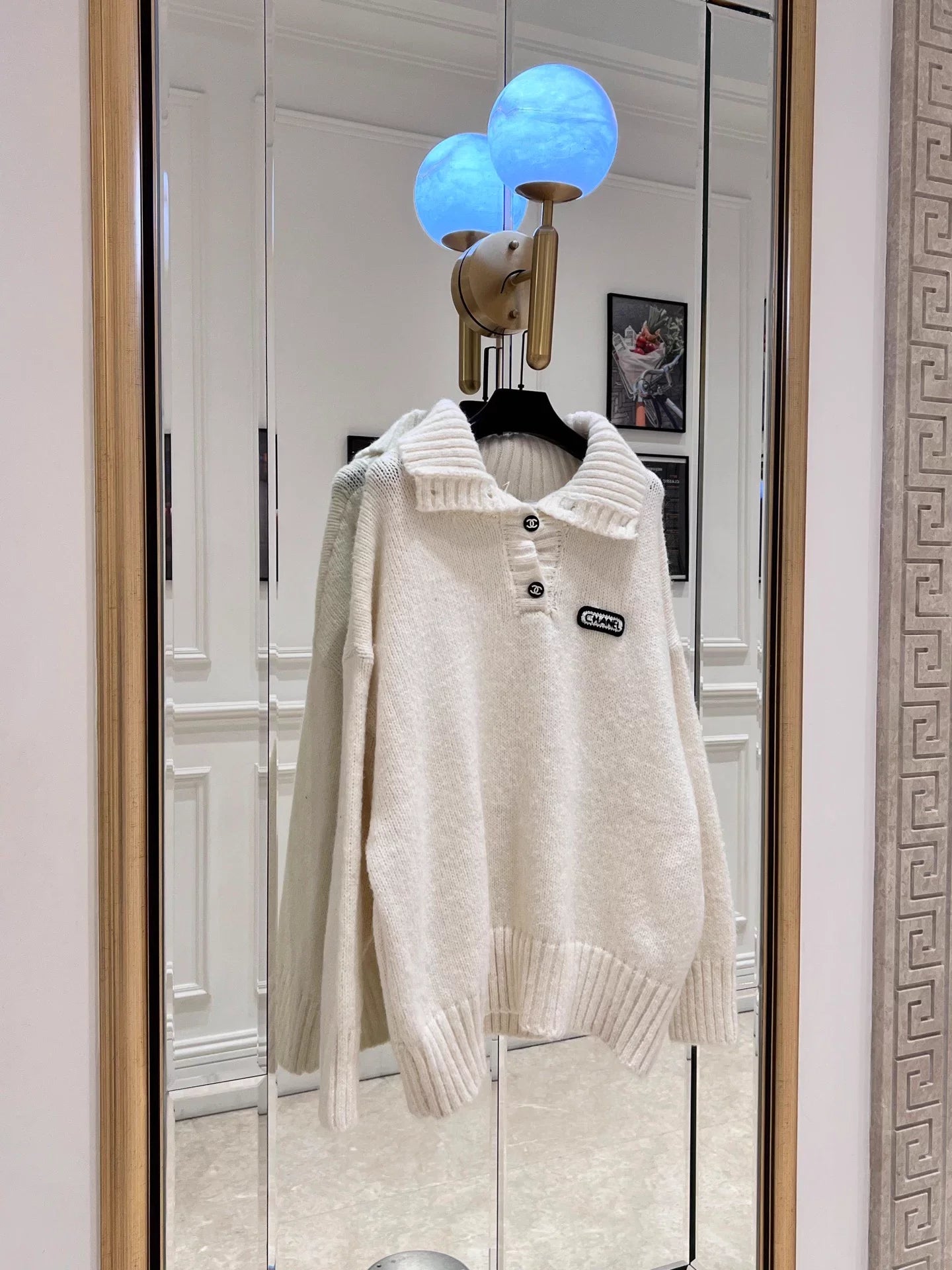 Polo collar knit sweater