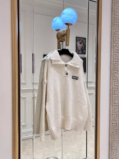 Polo collar knit sweater