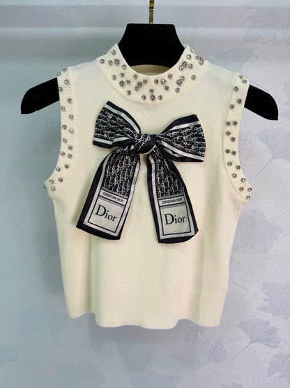 Silk scarf bow vest