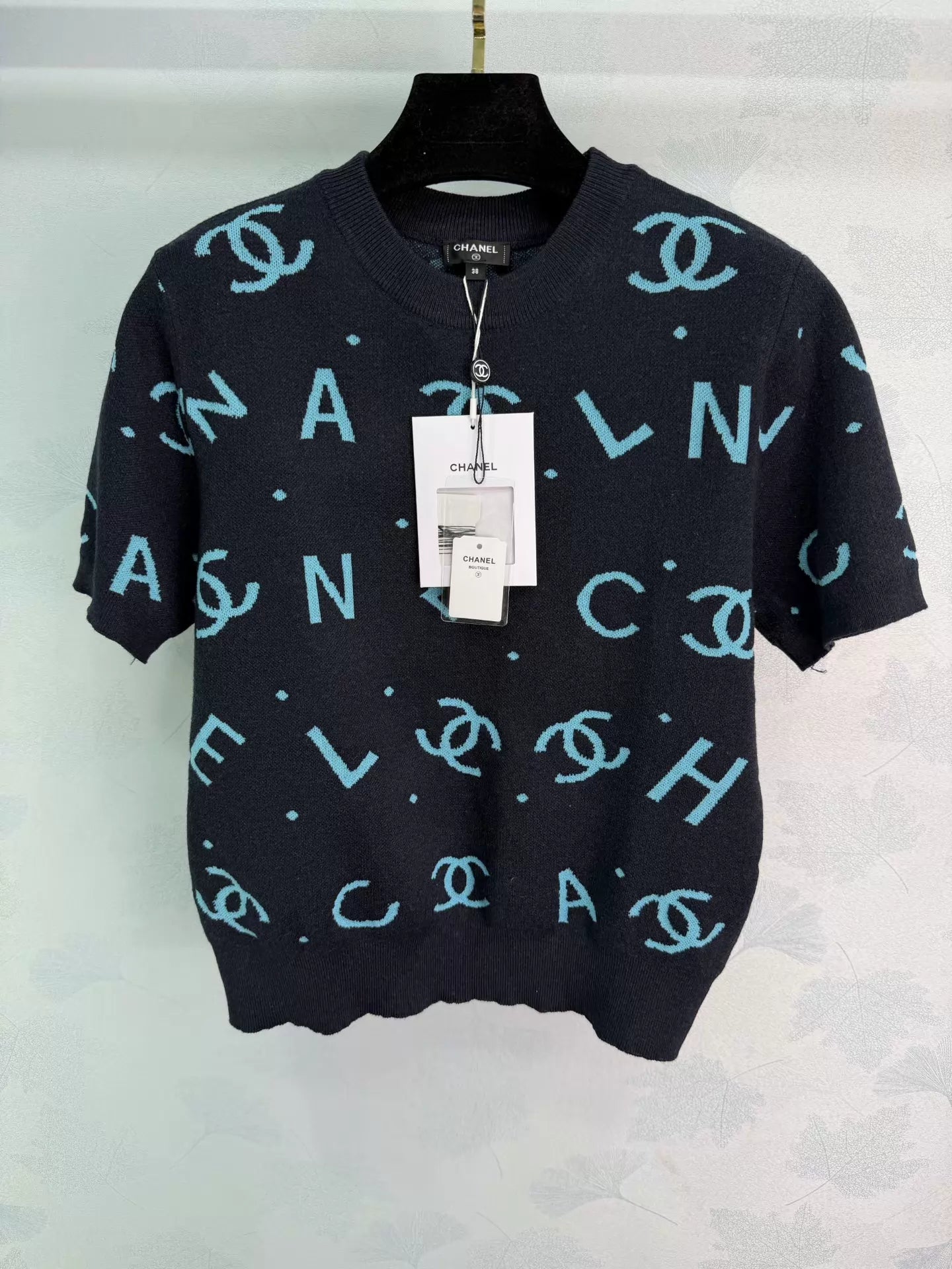 Letter Knit Short-Sleeve T-Shir