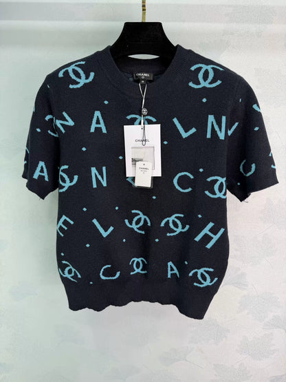 Letter Knit Short-Sleeve T-Shir