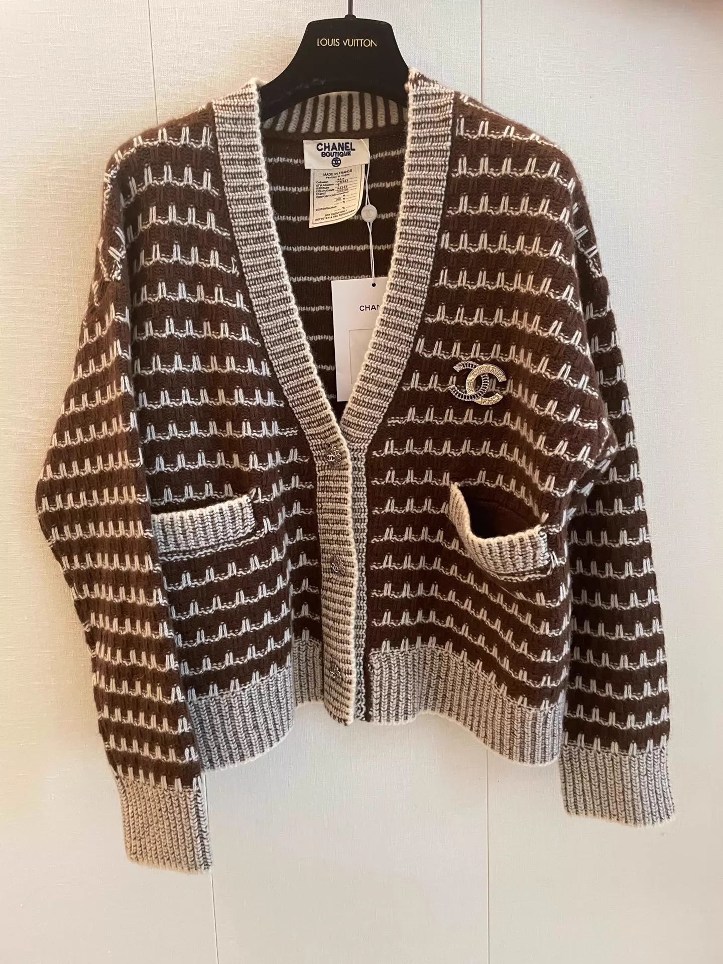 V-neck wool cardigan