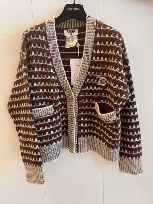 V-neck wool cardigan
