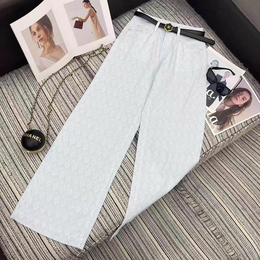 26ss Rhinestone-studded wide-leg jeans