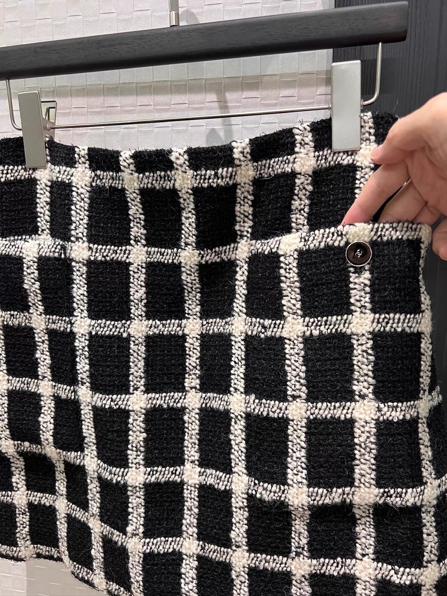 26ss French plaid tweed T-shirt/Skirts