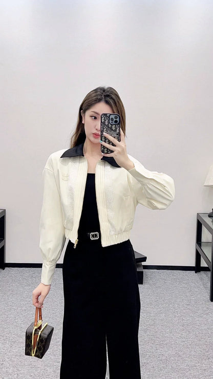 25fw Color blocked lace lapel jacket