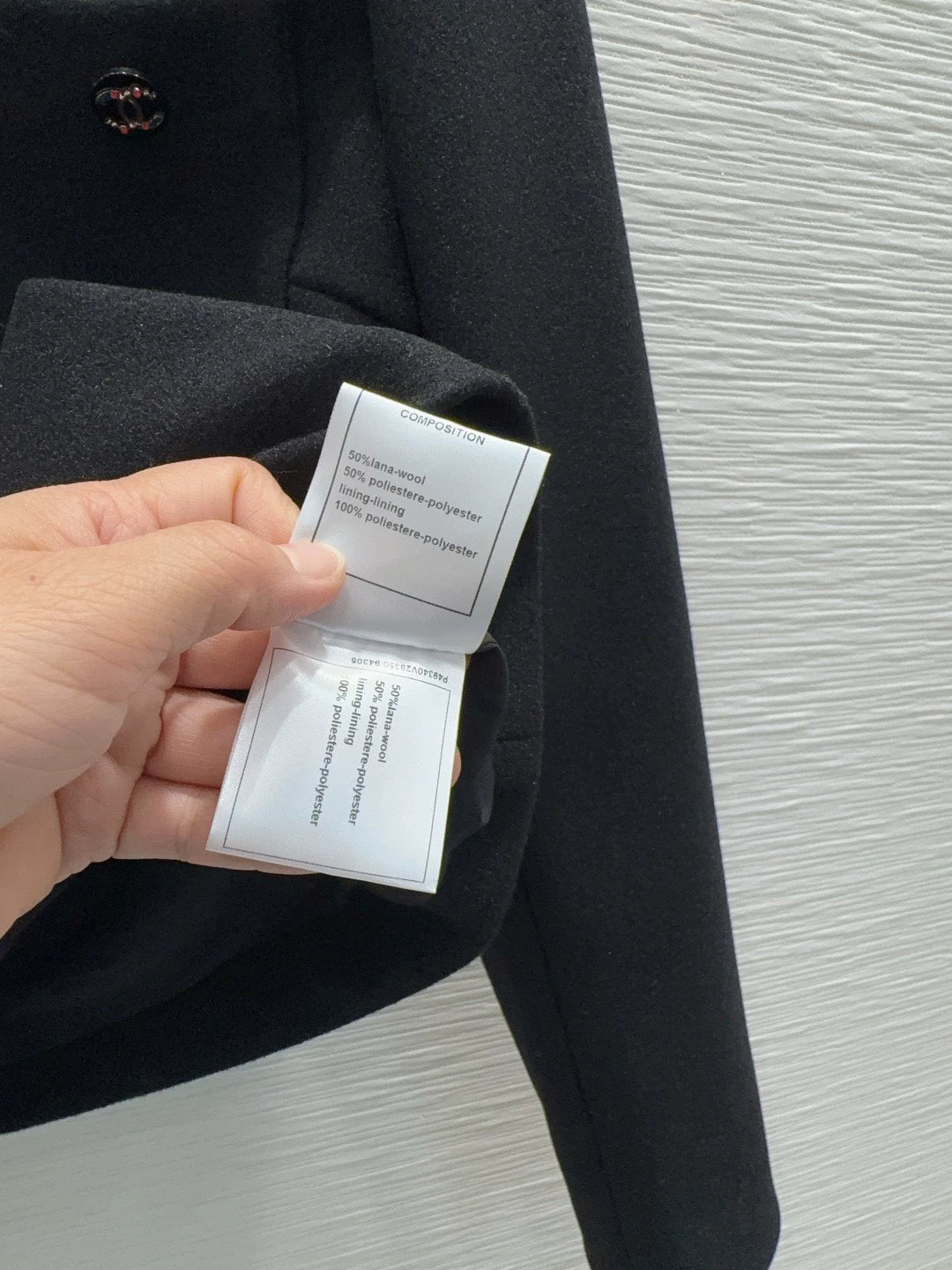 26New Black Single-Breasted Wool-Blend Coat with Letter Detailing