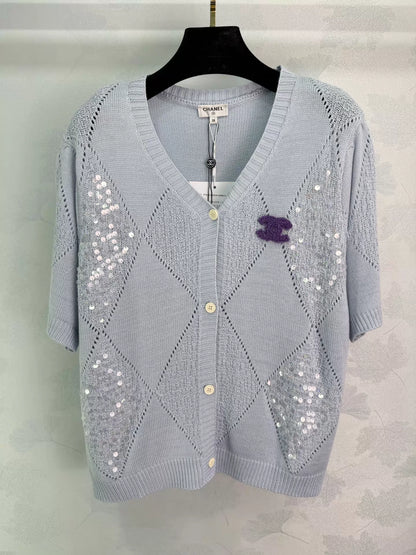 26ss Diamond Pattern Knit T-Shirt