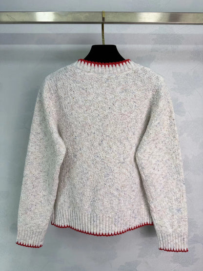 White blended yarn cardigan