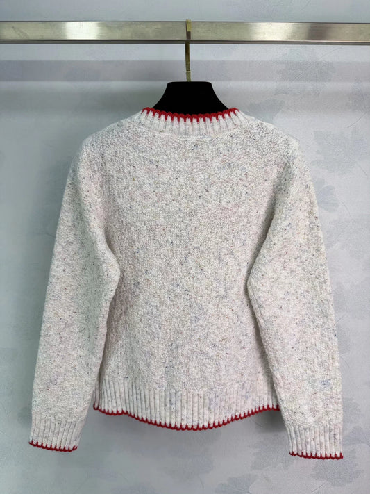 White blended yarn cardigan