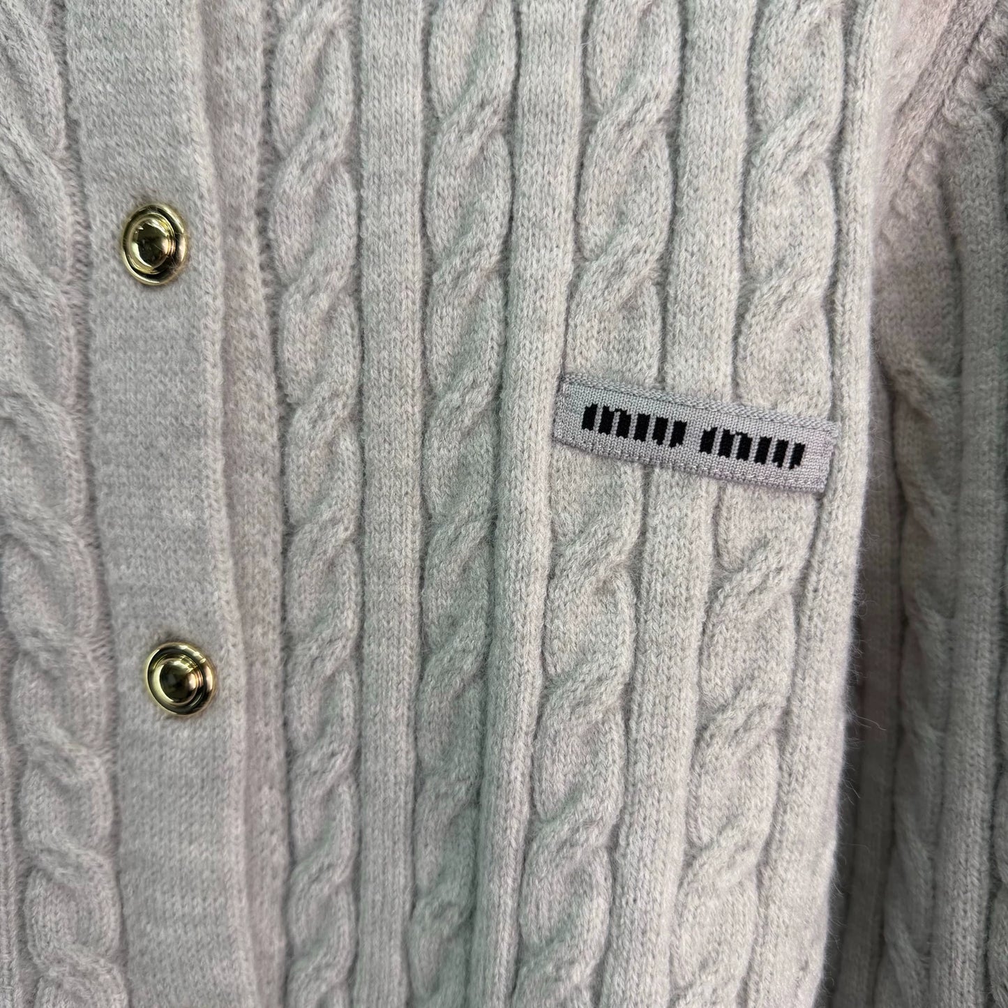 Miu Miu / Denim Patchwork Cable Knit Long Sleeve