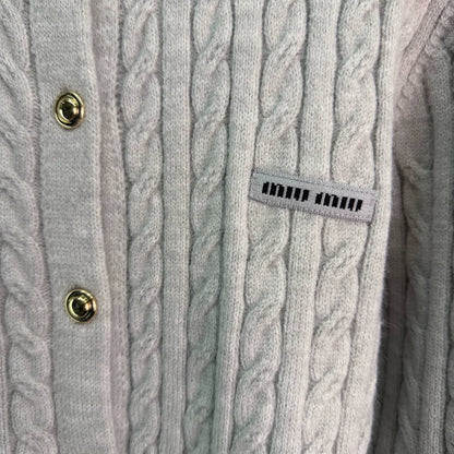Miu Miu / Denim Patchwork Cable Knit Long Sleeve
