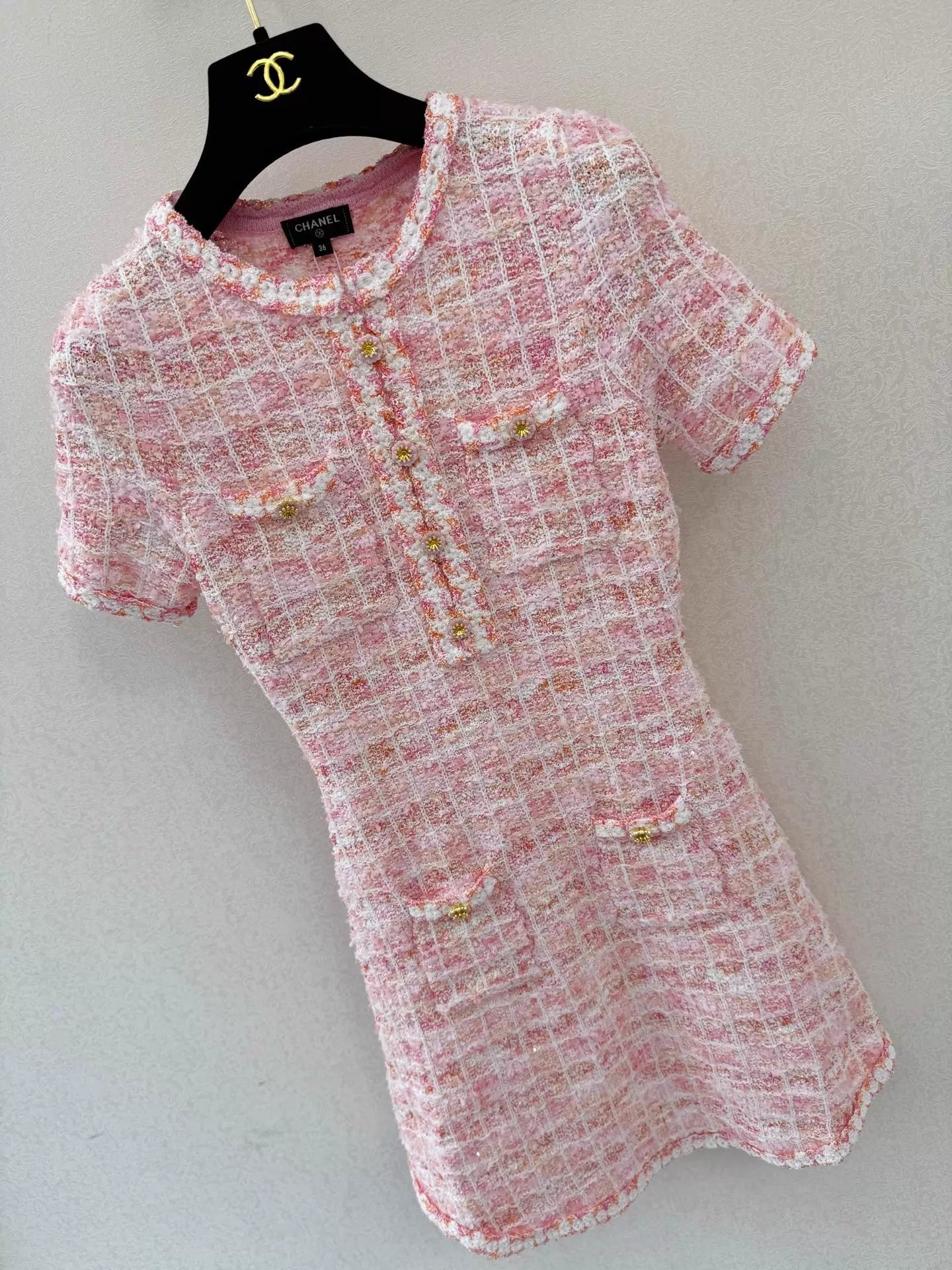 26ss Tweed Short-Sleeve Dress