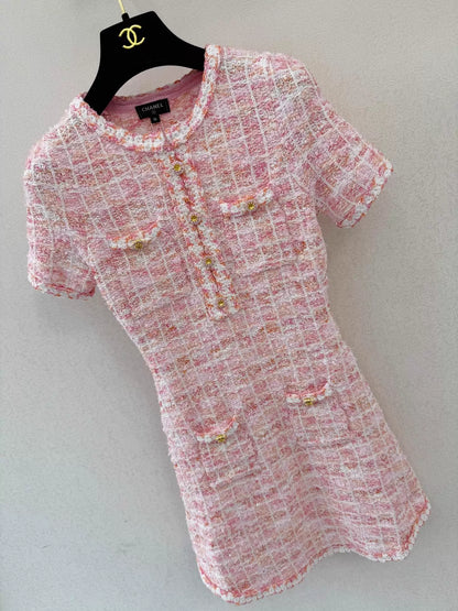 26ss Tweed Short-Sleeve Dress