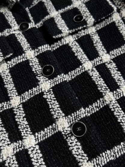 26ss French plaid tweed T-shirt/Skirts