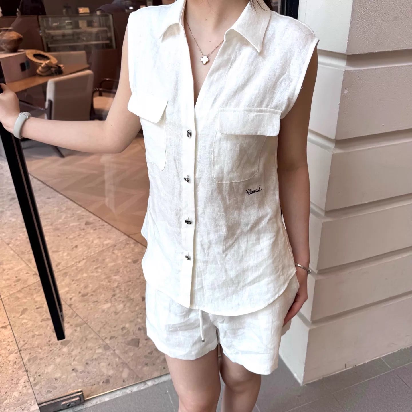 26ss Linen Sleeveless Shirt Vest